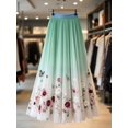 thumbnail image 4 of Multicolor Ombre Floral Butterfly Embroidered Tulle A-Line Maxi Skirt, Flowy Vintage Fairy Pleated Skirt, 4 of 4