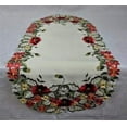 thumbnail image 2 of Doily Boutique Table Runner with Red Poppy Flowers on Antique White Fabric, Size 44 x 15 inches, 2 of 5
