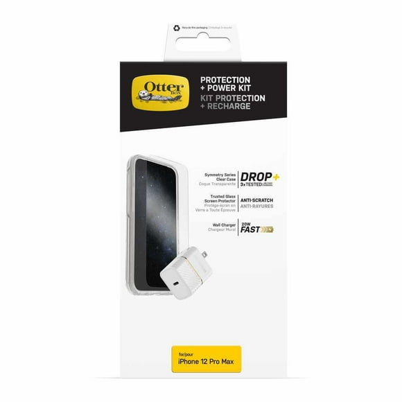 Otterbox 7880506 Protection+Power Kit (Symmetry Clear w/Trusted Glass and Wall Charger 20W White) iPhone 12 Pro Max