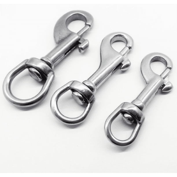 Gancho giratorio de una sola cabeza de acero inoxidable 316/gancho de buceo de cadena para perros/gancho para mascotas/gancho de cuerda de tensión gancho de resorte giratorio (3 uds 80mm)