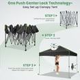 thumbnail image 5 of Hoteel Canopy 10x10 Pop Up Canopy Tent 1-Button Push Easy up Outdoor Canopy Instant Portable Commercial Shelter Waterproof UPF50+ Gazebo with Reflective Strip, Air Vent & 4 Sandbags, Black, 5 of 7