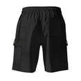 thumbnail image 4 of ADSSDQ Cargo Shorts for Men Elastic Waist Drawstring 9 Inch Inseam Corduroy Shorts Beach Board Lounge Hippie Vacation Shorts with Multi Pockets Black XL, 4 of 9