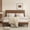Dark Brown, variant on Smile Nest Full Size Bed Frame, Platform Bed with Upholstered Faux Leather Adjustable Headboard, Dark Brown