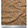 thumbnail image 1 of Soimoi Japan Crepe Satin Fabric Dot,Floral & Insect Clip Art Print Sewing Fabric Yard 42 Inch Wide, 1 of 1
