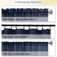 thumbnail image 5 of MKHILL Navy Blue Crushed Textured Valance Curtains 2 Pack Rod Pocket Soft Airy Window Curtains for Kitchen Basement Cafe Farmhouse Decor 42Wx14L Inch, 5 of 10