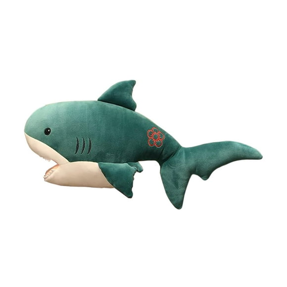 Almohada decorativa para el hogar, almohada de simulación de animal, muñeco de tiburón, almohada de peluche para coche Verde