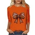 thumbnail image 2 of Ounisa T-Shirts à Manches 3/4 pour Femmes Col Rond Imprimé Football Coupe Ample Décontractée Printemps Été Jour de Match Usage Quotidien Mode Hauts P-5TG, 2 of 5