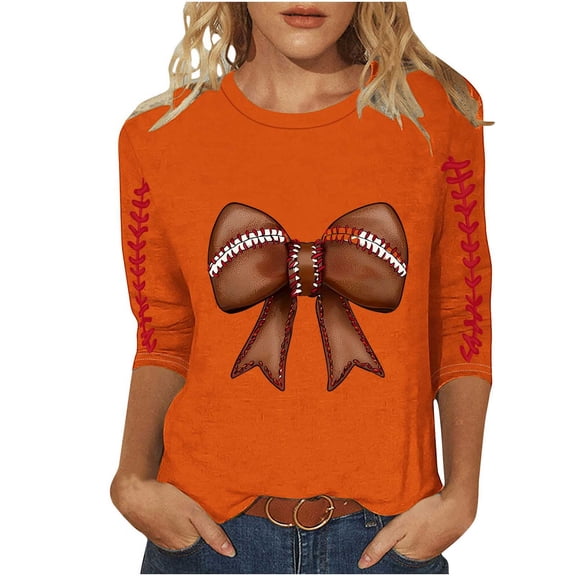 successthop Womens T Shirts Plus Size Game Day Laces Football Print Casual Summer Shirt Vacation Tops Stadium Outfits