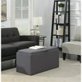 thumbnail image 3 of Pemberly Row Banc de Rangement avec Deux Ottomans en Tissu Gris, 3 of 6