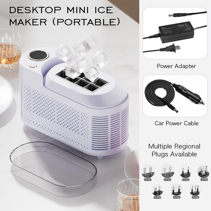 Countertop Portable Small Mini Ice Makers - 8 Ice Cubes Ready in 15 Mins, DIY Ice Making & Easy Ice Release, Suitable for Home, Kitchen, RV & Camping(Purple)