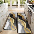 thumbnail image 4 of Kitchen Rugs Sets Of 2,Black White Gold Wave Marble Anti Fatigue Kitchen Mat Rugs Non Slip Washable,Decorative Kitchen Floor Mats for Kitchen,Sink,Laundry,17"x47"+17"x47", 4 of 5