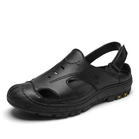 

Men s casual closed toe leather sandals outdoor beach breathable summer shoes