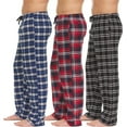 thumbnail image 3 of Mens Cotton Blend Flannel Plaid Sleep Bottoms Lounge Pajama Pants - 3 Pack Set A, Small, 3 of 6
