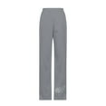 thumbnail image 4 of WREESH Womens Cotton Linen Pants Fashion Summer Casual Loose and Pocket Print Trousers Pants Gray, 4 of 5