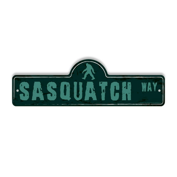 Sasquatch Plastic Street Sign - 6 Inch X 18 Inch Gift Myth Creature Bigfoot Forest Funny Rustic Outdoors Decor Legend Quirky Unique