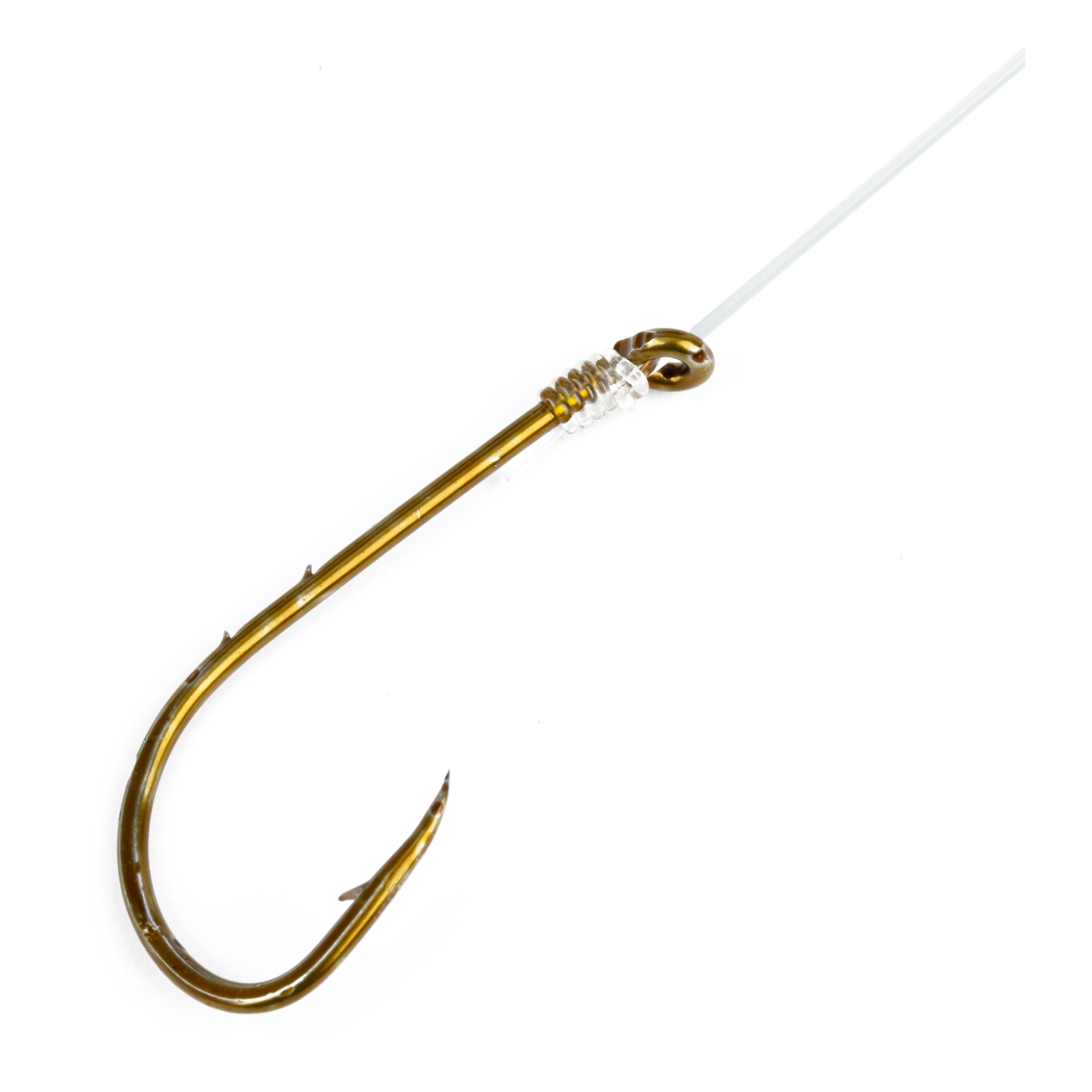 (6 pack) Ozark Trail Size 1 Baitholder Snelled Fishing Hooks, Gold, Pre-Tied Leader, Freshwater Fishing, 8-Pack