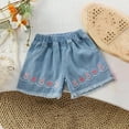 thumbnail image 2 of Tao Tao Little & Big Girls Summer Denim Shorts Elastic Waistband Love Rabbit Printed Jeans Shorts With Pockets Blue A 1 Years, 2 of 3