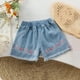 thumbnail image 2 of Odeerbi 1-10 Años Niños Niñas Verano Denim Cortos Conejo Bordado Jeans Cortos Sueltos Cómodos Elásticos de Cintura Cortos Casuales, 2 of 3