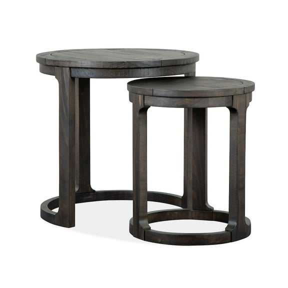 Magnussen Boswell Round Solid Pine Wood Nesting End Table Set