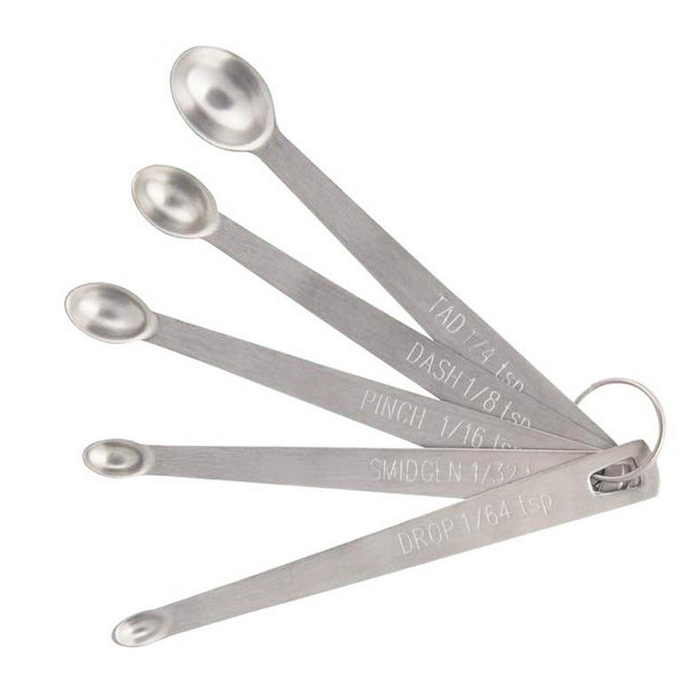 enquiret Pack of 5 Measuring Spoon Stainless Steel Cooking Spoons  Ingredients Baking Seasoning Measure Tools Household Bakery Silver,Square  head 5pcs 
