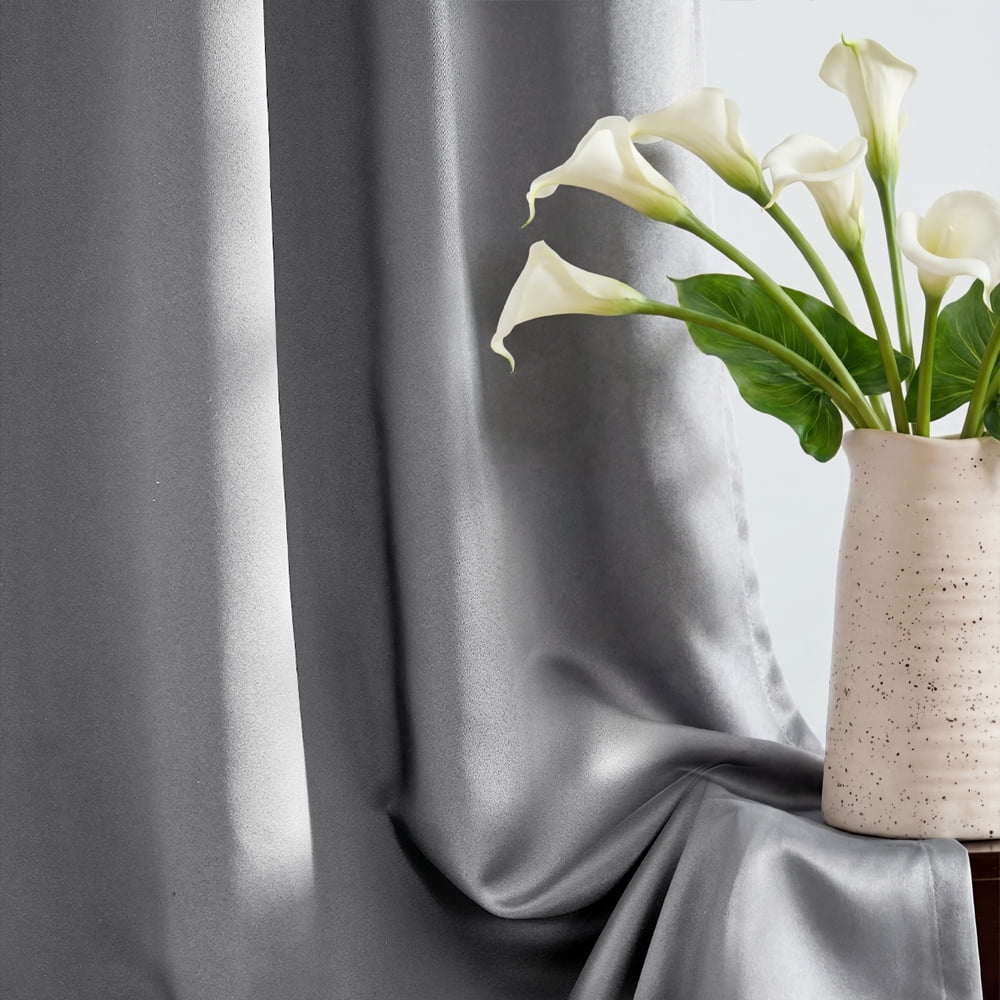 TOPICK Gray Blackout Curtains Solid Grommet Drapes for Bedroom Living Room Dining Room 2 Panels W40" x L84" inch