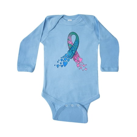 

Inktastic Thyroid Cancer Awareness with Heart Ribbon Gift Baby Boy or Baby Girl Long Sleeve Bodysuit