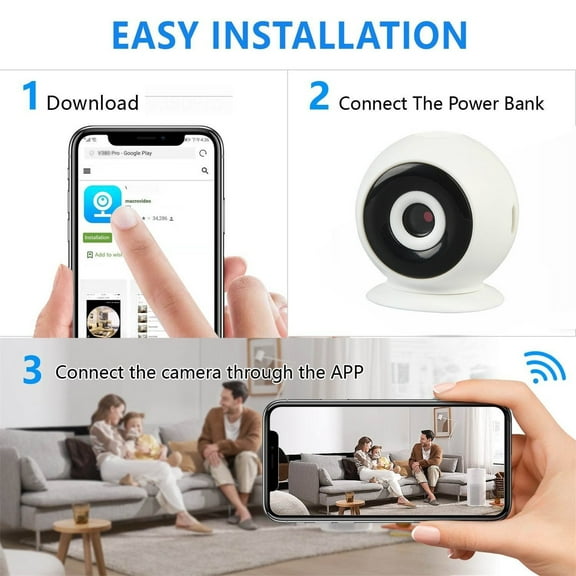 AZXY Security Cameras Wireless Wifi,Indoor Security Cameras,1080p Hd Home Smart Camera,Surveillance Camera for Pet