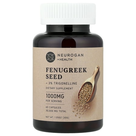 Neurogan Health Fenugreek Seed + 3% Trigonelline, 60 Capsules (500 mg per Capsule)