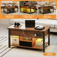 thumbnail image 3 of Craftian 4-in-1 Lift Top Coffee Table with RGB Light, Storage, Power Outlets, Dual Tops, Brown, 3 of 10