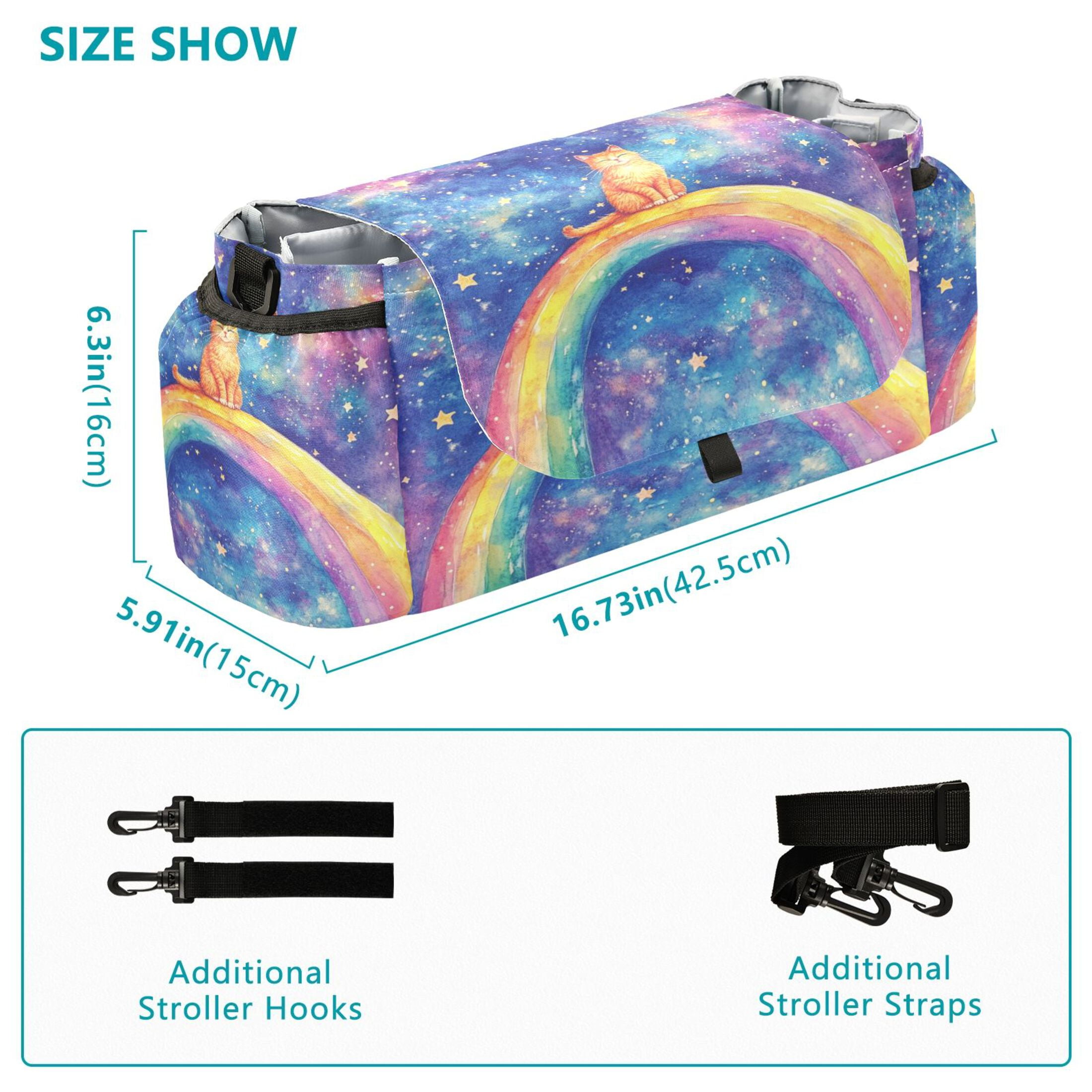 DIXRUYEE Stroller Organizer Joyful Ginger Cat in Space Printed