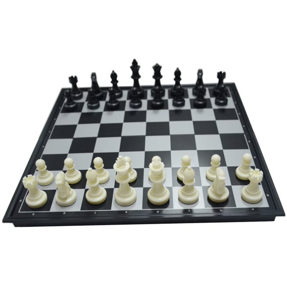 HTOOQ9.8'' Square Black/White Chess Set Magnet Chess Pieces Folding Chessboard for Travel Board Games Gifts