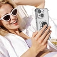 thumbnail image 6 of Compatible with iPhone 14 Case Cute 3D Bear Hidden Stand Kickstand Clear Phone Case with Camera Lens Protector 6D Plating Design Women Men Girly Shockproof Glitter Phone Cover, Silver, 6 of 6