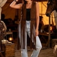 thumbnail image 6 of Vests for Women Western Fringe Sleeveless Vest Hollow Cutout Open Front Layering Jackets Brown XL, 6 of 9