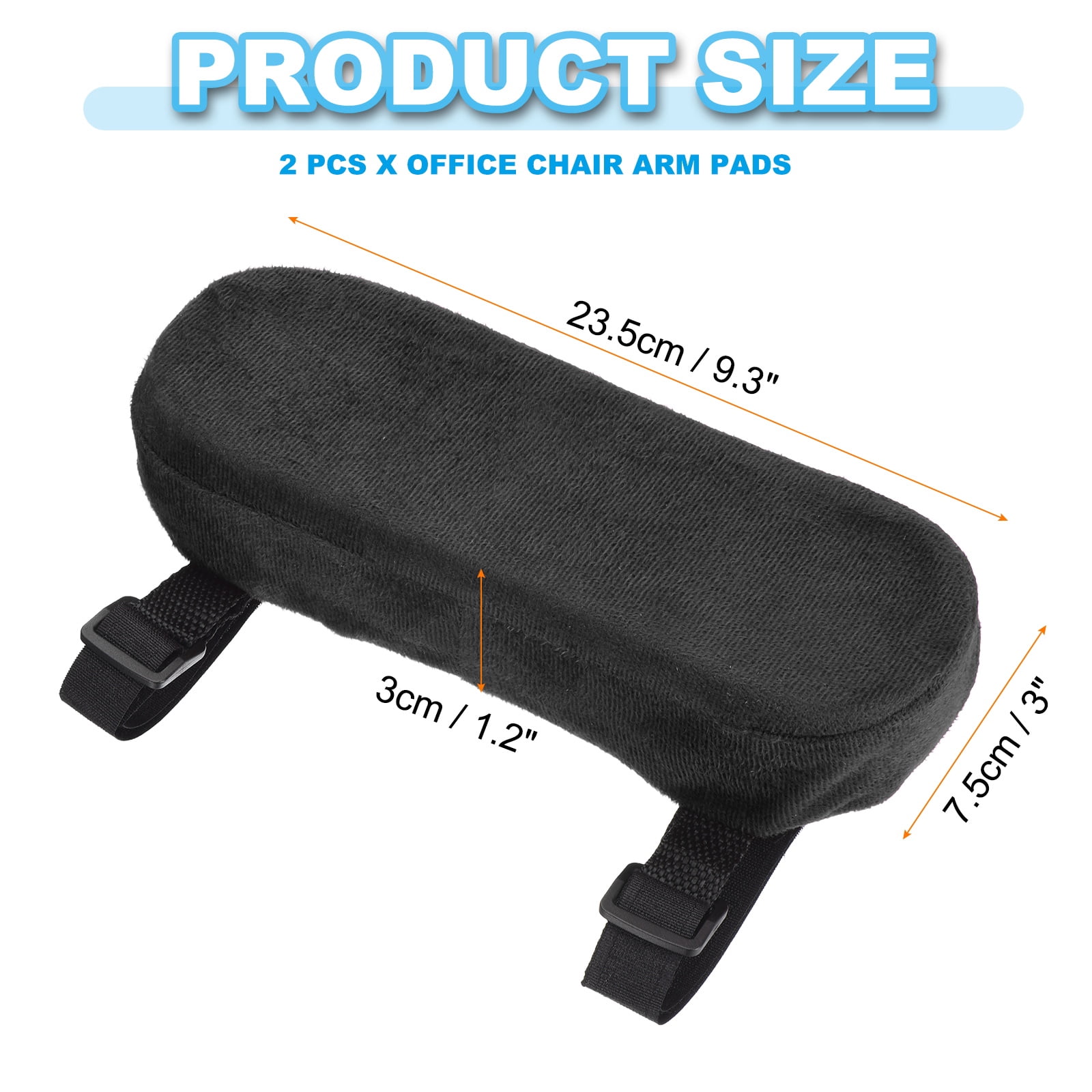 Unique Bargains Office Chair Arm Pads Armrest Memory Foam Cotton Removable Black
