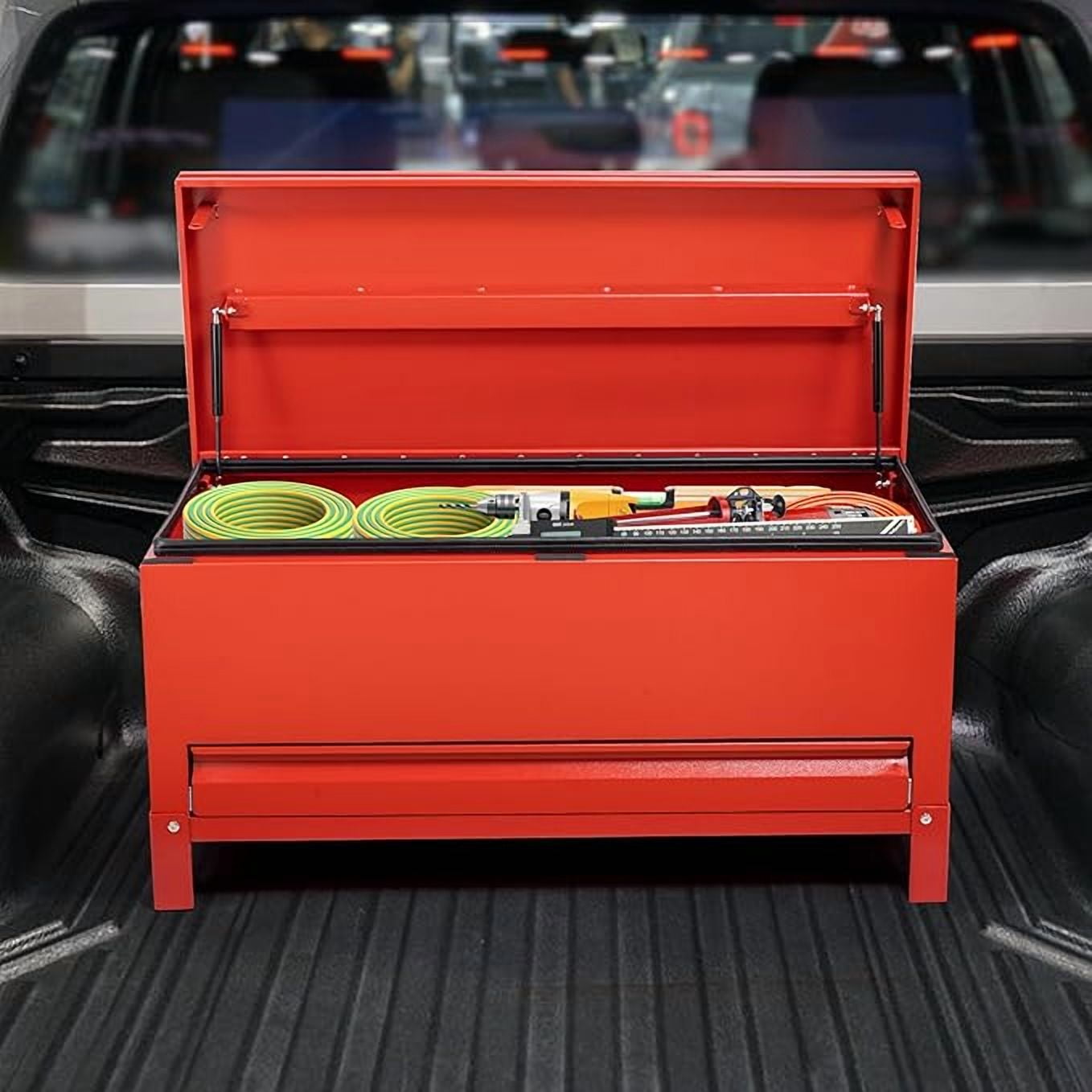 Aluminum Truck Tool Box Jobsite Storage Box Toolbox Chest Cabinet Heavy Duty Truck Bed Toolbox Gangboxes Tools Organizer Pick Up Truck Bed RV Trailer With Side Handles