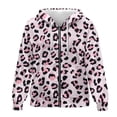 thumbnail image 3 of Garronmavis Pink Leopard Print Women's Zip Up Long Sleeve Sweatshirts Breathable Loose Women Hoodies Oversized Sweatshirts Casual Trendy Fall Fashion Outfits Casual Sweaters, 3 of 7