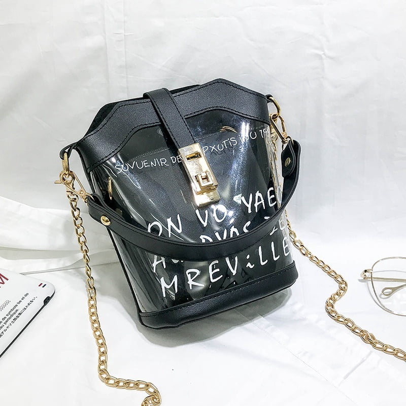 clear chain tote bag