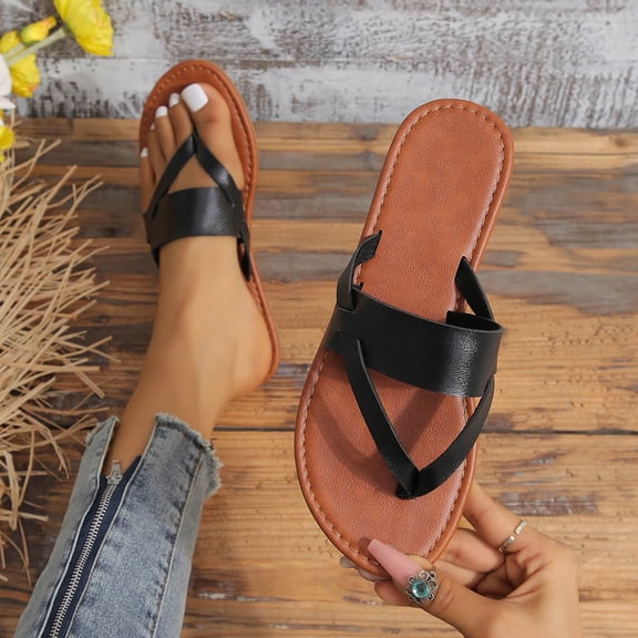 OKBOP Open Toe flat sandals for women flat T-Bar Slide Flat Arch Flat Heel Arch Support Flatform flat sandals for women
