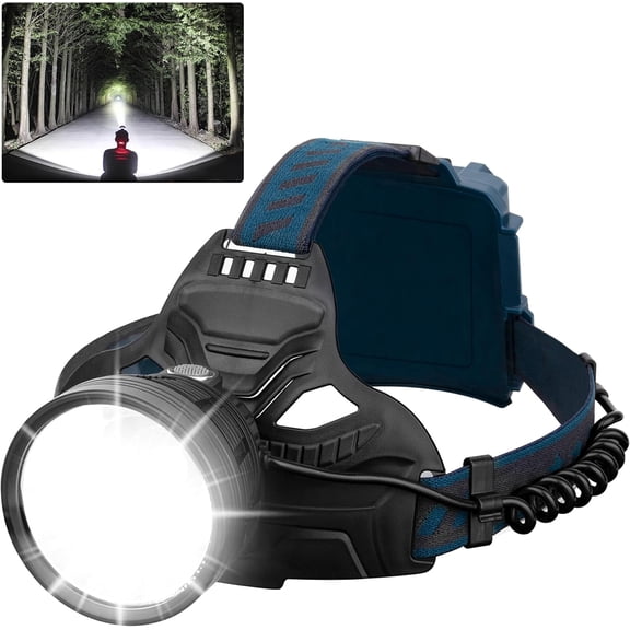 LED Rechargeable Headlamps, 90000 Lumen Super Bright Headlamp Flashlight 90°Adjustable 4 Modes IPX5 Waterproof USB Rechargeable Head Lamp for Camping Running Hunting Cycling Climbing Hiking