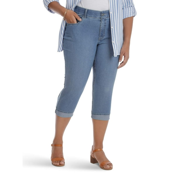 Lee Women S Plus Size Relaxed Fit Austyn Knit Waist Capri Pant At Amazon Women S Clothing Store