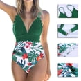 thumbnail image 2 of Greeniant Traje de baño sin mangas para mujer, traje de baño con relleno, traje de baño a la moda, ropa de playa, verde + flor blanca M Deportes acuáticos Flor verde + blanca SG Greeniant OD021064-04, 2 of 6