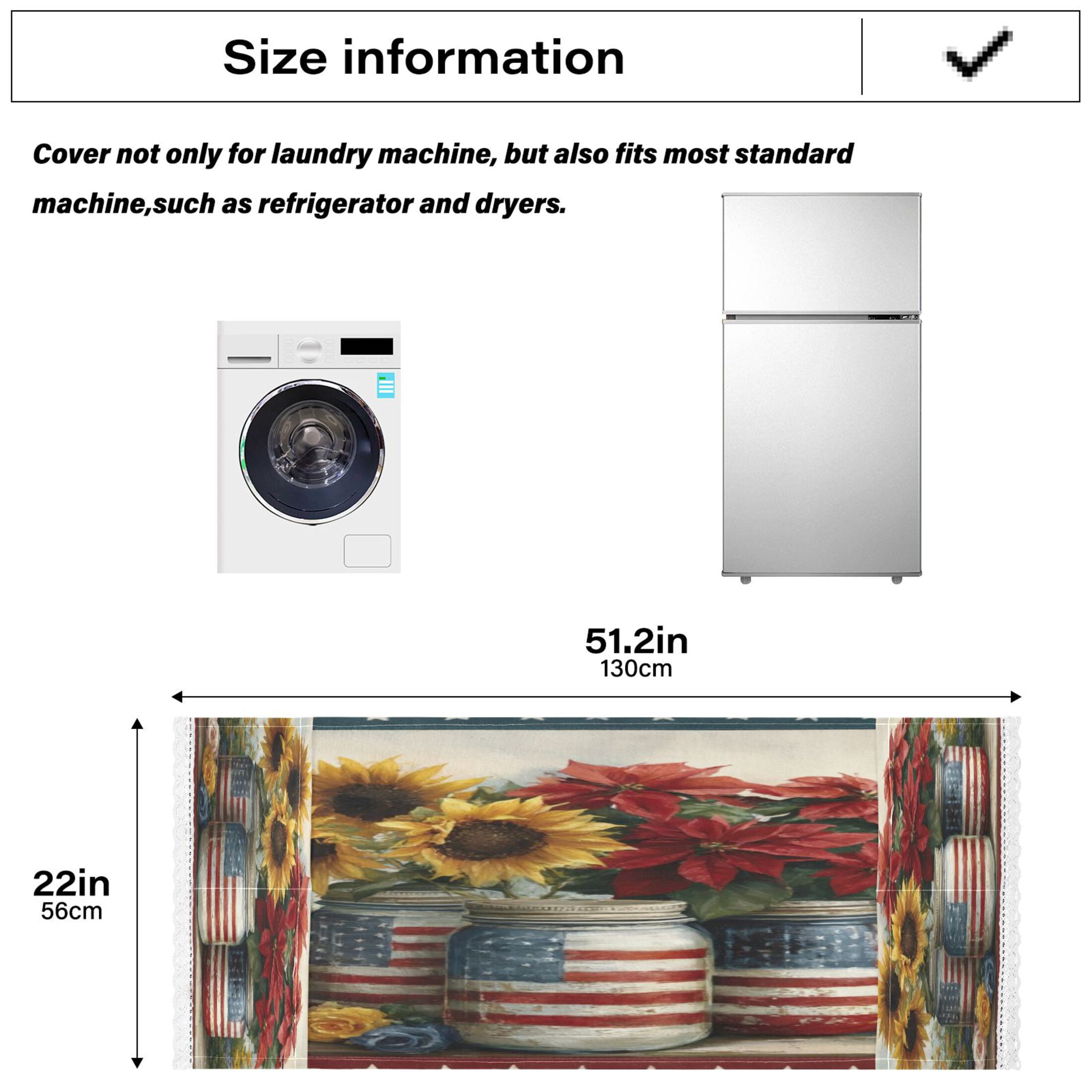 Wobogo American Patriotic Floral Washing Machine Cover Dustproof Washer Dryer Cover Waterproof Laundry Room Decorative Protector