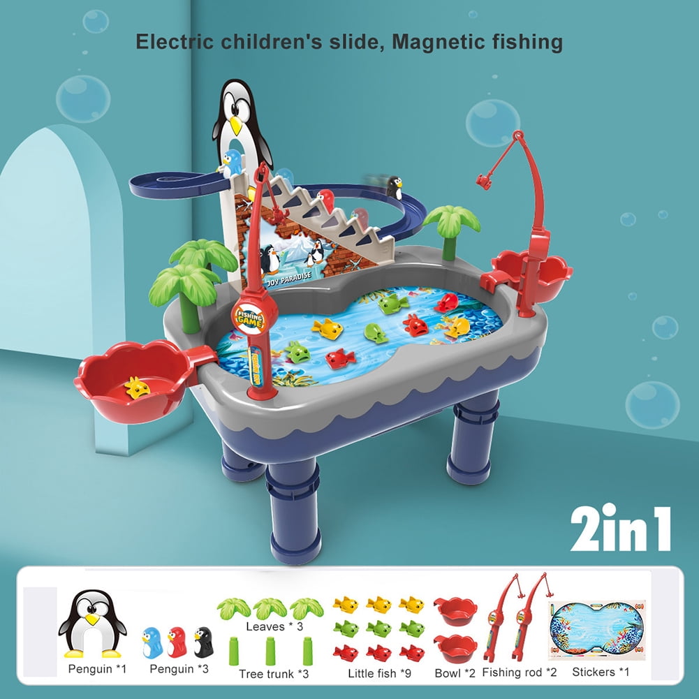 Extraordinary Home Kids Fishing Electric Water Penguin Stair Climbing Activity Table