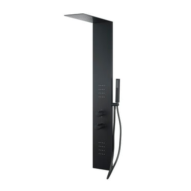 Collines Series 55 in. 2-Jetted Shower Tower with Heavy Rain Shower and Jets and Spray Wand in Matte Black