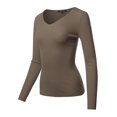 thumbnail image 1 of FashionOutfit Women's LONG SLEEVE V-NECK FITTED RIB SWEATER TOP, 1 of 1