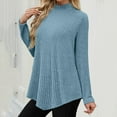 thumbnail image 5 of Posijego Women's Mock Turtleneck Sweater Long Sleeve Shirts Tunic Tops to Wear Leggings High Low Hem, 5 of 6