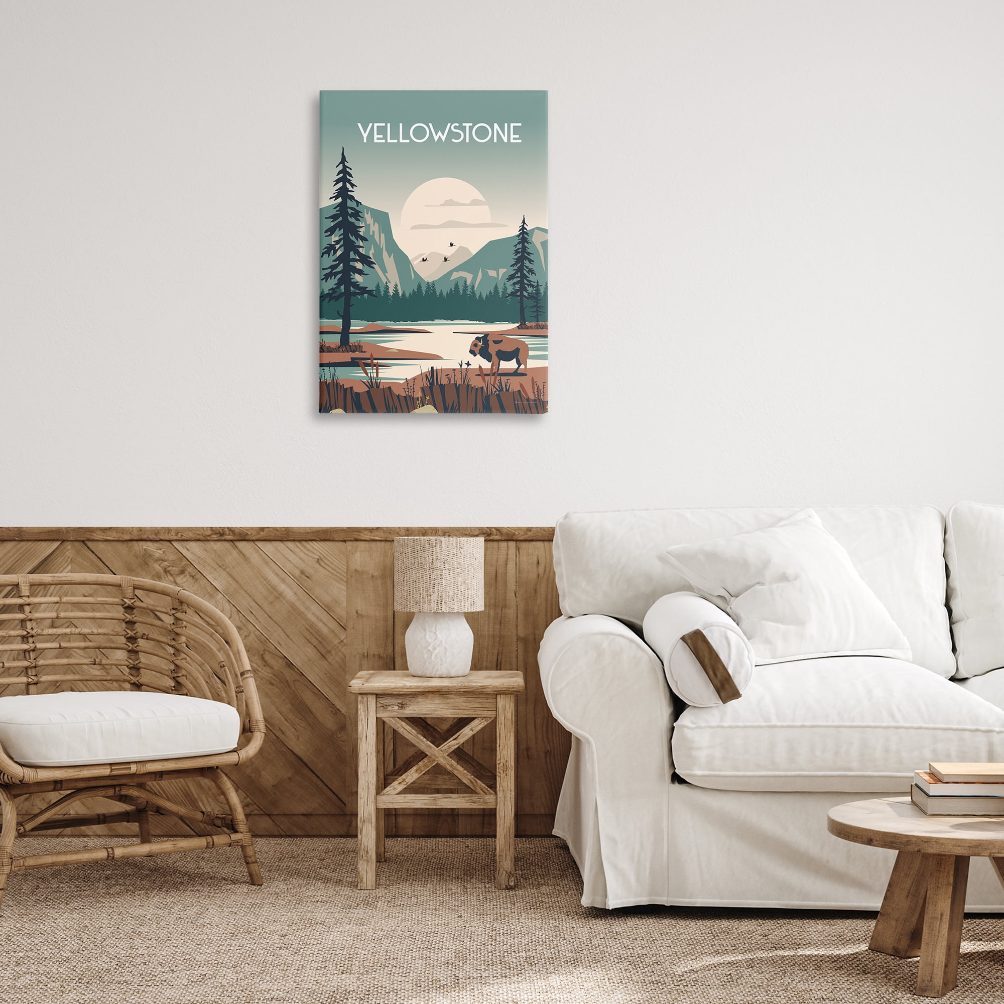 Stupell Industries Yellowstone Landmark View Landscape & Nature Painting Wrapped Canvas Art Print Wall Art, 20 x 30