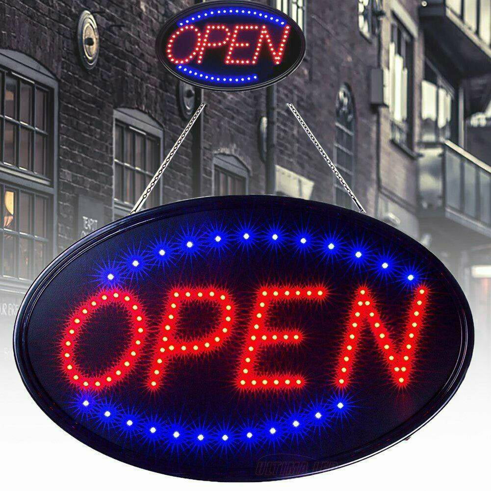 LED Ultra Bright Neon Light Sign OPEN Store Animated Motion Business Bars Cafes 