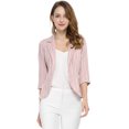 thumbnail image 1 of Blazer De Solapa Con Muescas Y Mangas 3/4 A Rayas Para Mujer Rosa M, 1 of 6