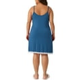 thumbnail image 3 of Agnes Orinda Women's Plus Size Pajama Lace Spaghetti Straps Babydoll Chemise Nightgown Lingerie V Neck Nightdress 4X Blue, 3 of 6